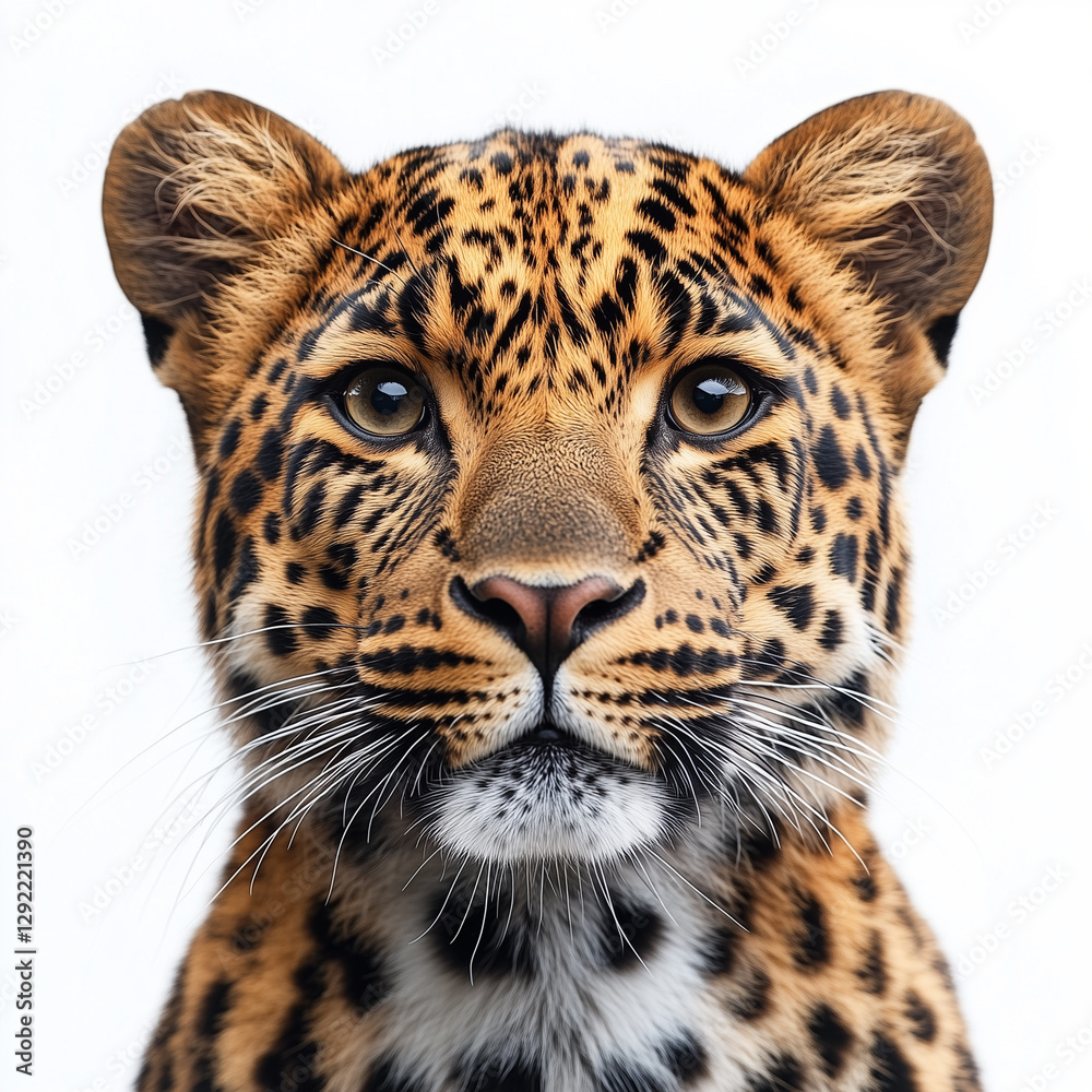 Close-up portrait of a young leopard Close-up portrait of a young leopard