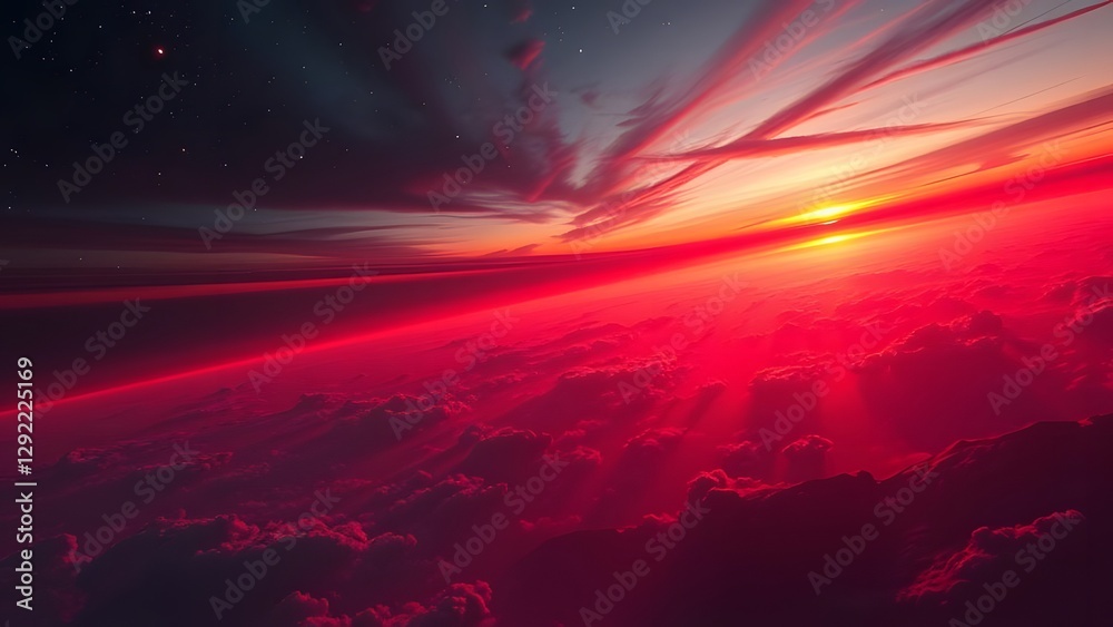 Naklejka premium Twilight Unveiled A Bold Futuristic Cosmic Panorama