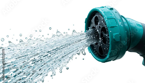 Garden Hose Spraying Water with Transparent Background