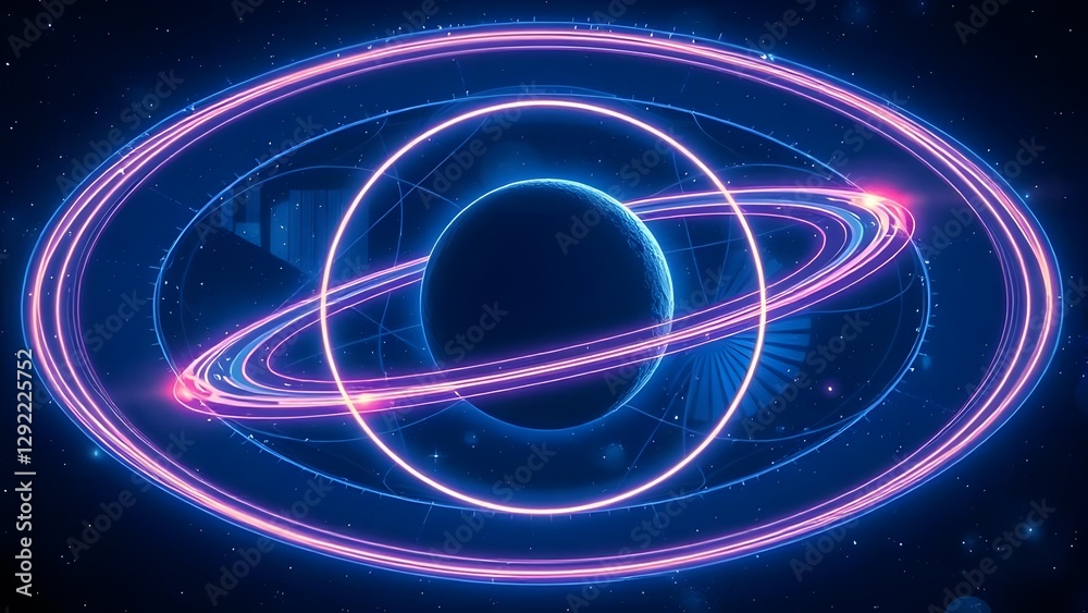 Obraz premium Celestial Harmony Planetary Alignment in Glowing Orbits