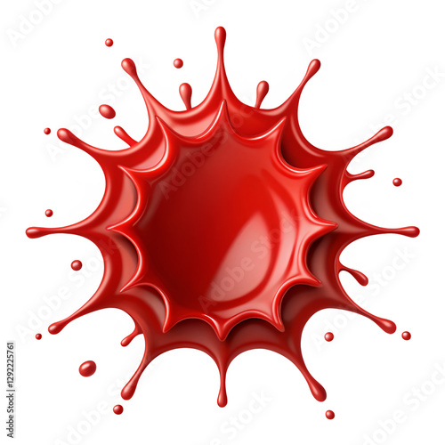 Dynamic Red Paint Splash with Thick Texture, PNG Transparent Background: Perfect for Abstract Art, Creative Design, Advertising, Bold Visual Effects, and Graphic Elements.