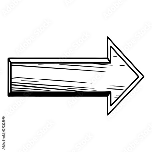 Black Sketch-Style Arrow, PNG Transparent Background: Perfect for Hand-Drawn Design, Directional Icons, Doodle Elements, Infographics, and Creative Illustrations.