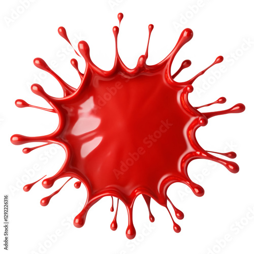 Dynamic Red Paint Splash with Thick Texture, PNG Transparent Background: Perfect for Abstract Art, Creative Design, Advertising, Bold Visual Effects, and Graphic Elements.