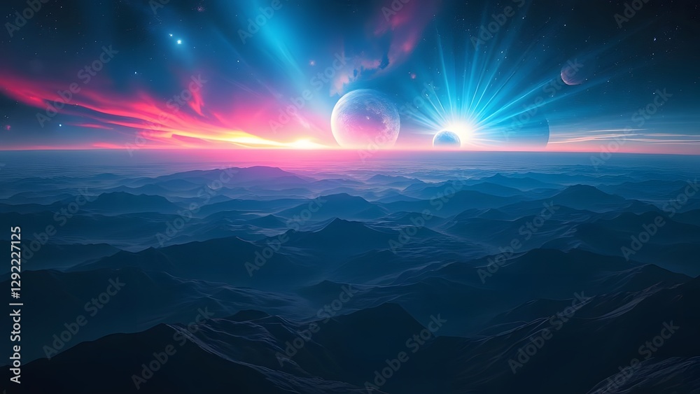 Fototapeta premium Enigmatic Extraterrestrial Skies A Surreal Cosmic Wonderland