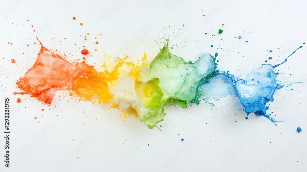 Fototapeta premium Vibrant splashes of color create a dynamic visual, ideal for creative projects, art promotions, or design materials, This energetic image captures the essence of movement and creativity,