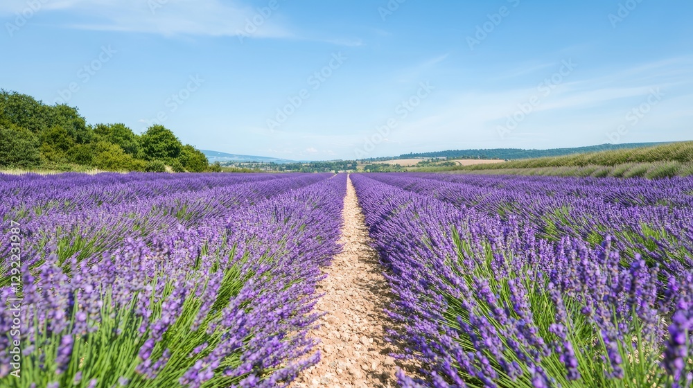 Fototapeta premium Lavender field, rural landscape, summer day, scenic view, nature photography