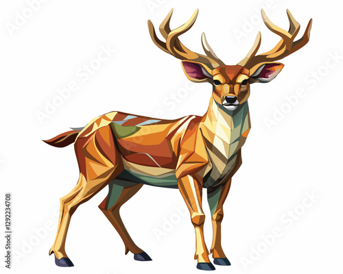 vector of photorealistic sculpture of a deer, white background
