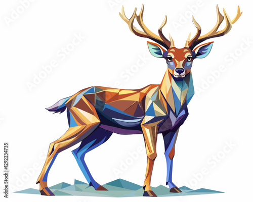 vector of photorealistic sculpture of a deer, white background