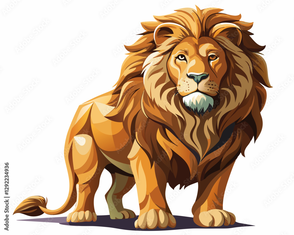 Fototapeta premium vector of photorealistic sculpture of a lion, white background