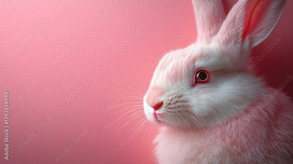 Photo of a little bunny, on a soft pink background Easter theme Photo of a little bunny, on a soft pink background Easter theme