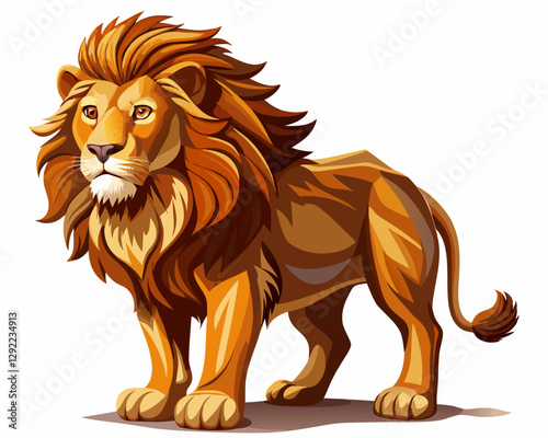 vector of photorealistic sculpture of a lion, white background