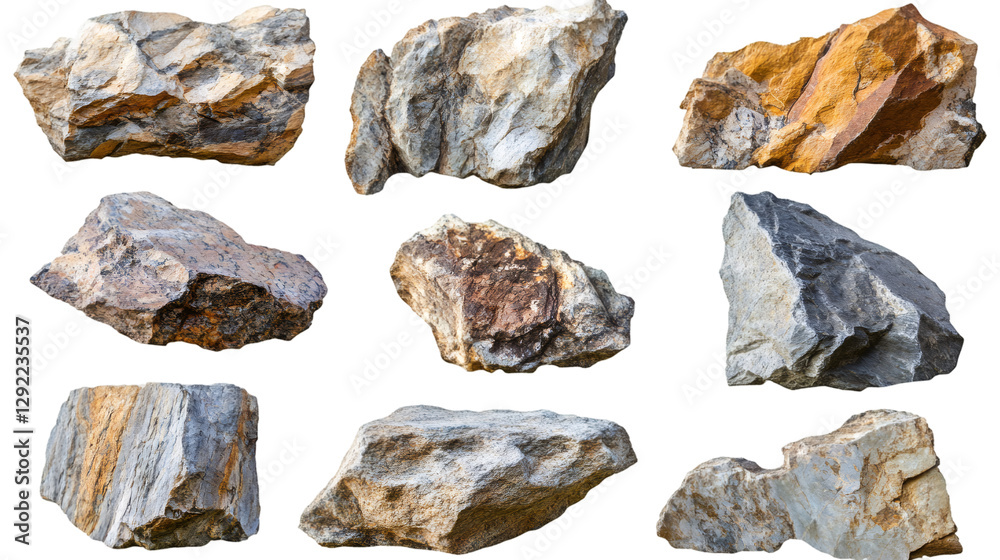 Nine different rocks isolated on transparent background, perfect for photo manipulations and visual projects Nine different rocks isolated on transparent background, perfect for photo manipulations and visual projects