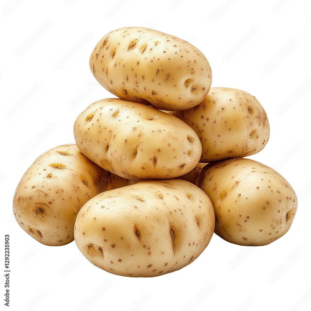 Fresh young potatoes stacked neatly on a Transparent background for culinary presentations, pile young potatoes isolated, isolated on PNG background Fresh young potatoes stacked neatly on a Transparent background for culinary presentations, pile young potatoes isolated, isolated on PNG background