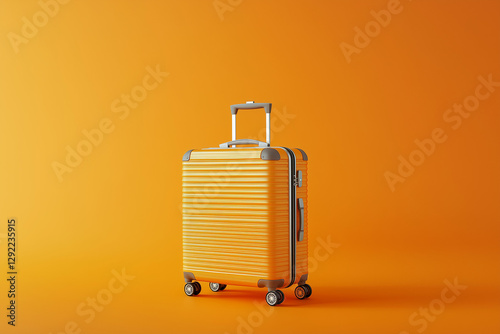 Premium business-class travel suitcase with aluminum shell isolated on a solid color background photo