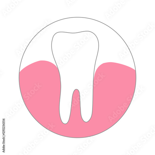 Simple circle icon of tooth and gum