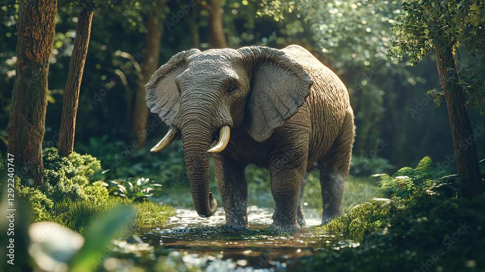 Fototapeta premium a calf alone in the forest