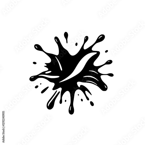 Black Ink Splatter: a black ink splash with a white area in the middle.