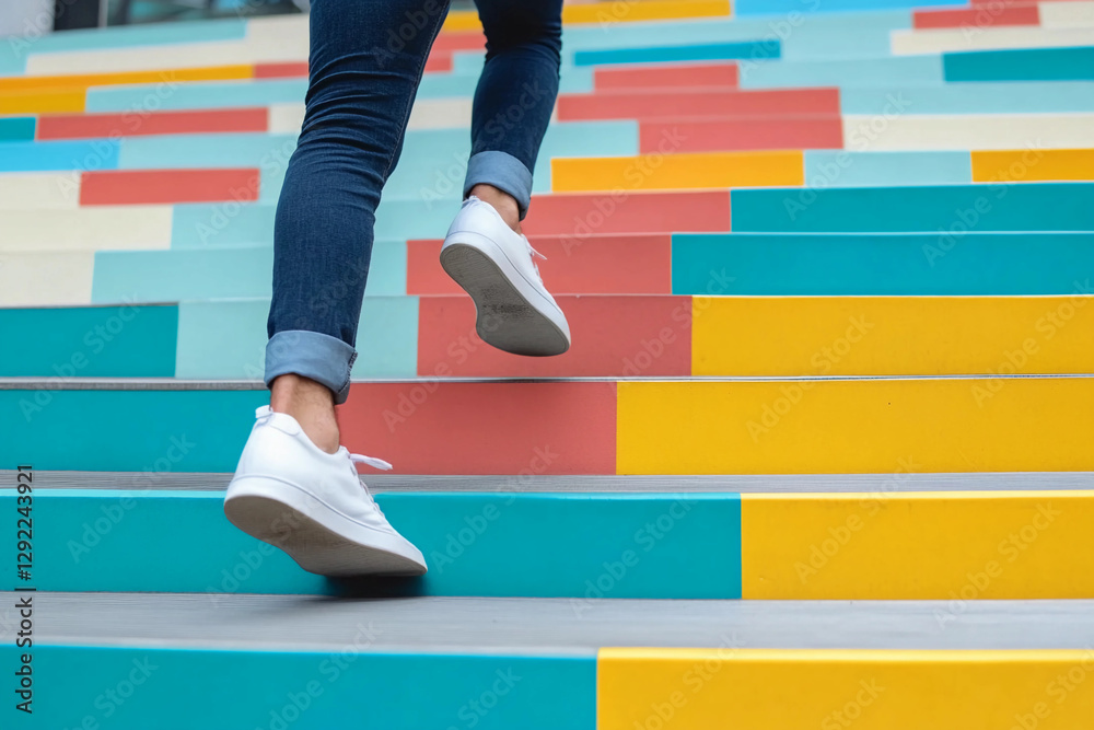 one step ahead: one step, ahead, step ahead, young man Walking Up on Staircase, challenging Concept, Steps Forward into a Success.
one step ahead: one step, ahead, step ahead, young man Walking Up on Staircase, challenging Concept, Steps Forward into a Success.