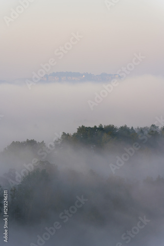 Sächsische schweiz, nebel, landschaft, see, nebel, wasser, natur, morgen, himmel, wald, sonnenaufgang, fluss, baum, nebelig, baum, dawn, abendrot, berg, beruhigt, gelassenheit, cloud, landschaftidyll,