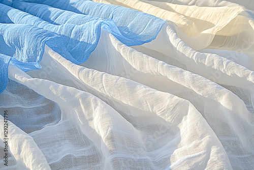 Wallpaper Mural Soft, flowing fabric in shades of blue and white, creating a serene and calming atmosphere Torontodigital.ca