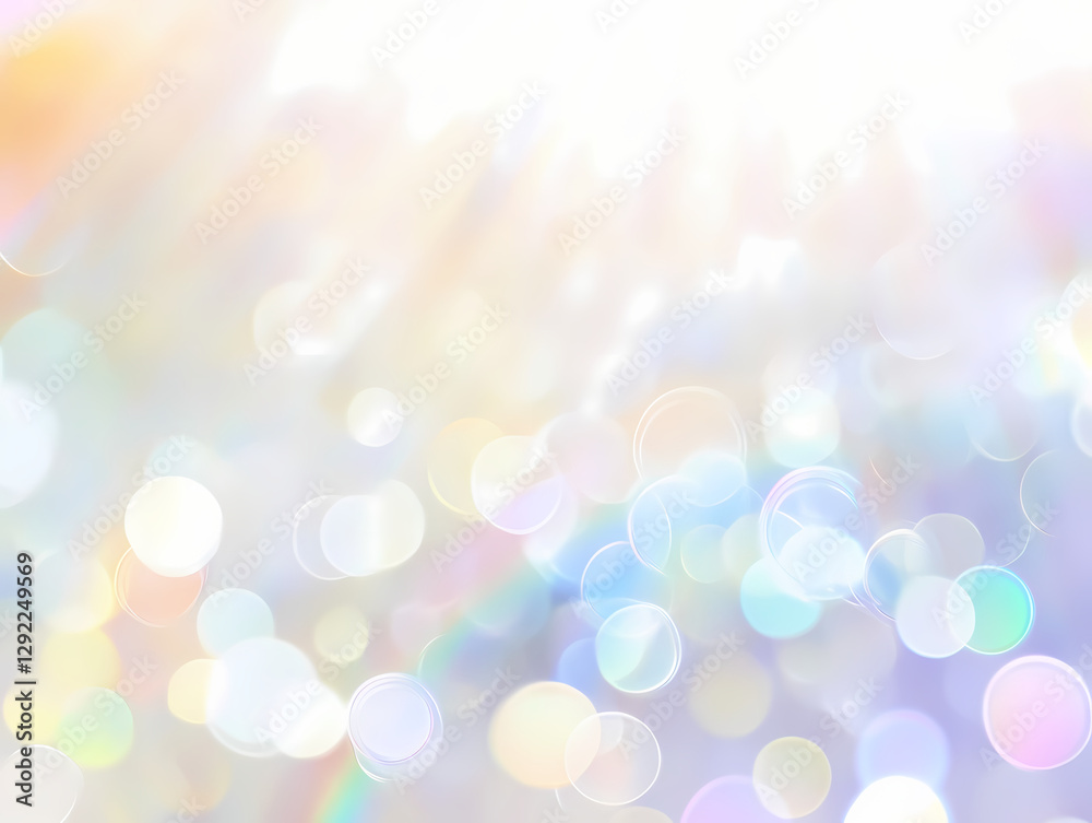 Obraz premium Beautiful iridescent light effect background with soft focus and blurred lens flare. Abstract white holographic rainbow rays