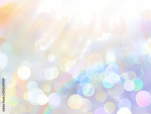 Beautiful iridescent light effect background with soft focus and blurred lens flare. Abstract white holographic rainbow rays