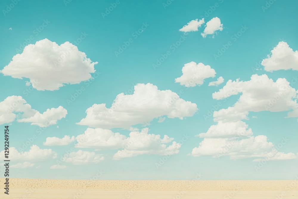 Summer Vacation and Travel Holiday Concept: Capturing the essence of summer with a sandy beach, a blurred sea vista, and a breathtaking blue sky above Summer Vacation and Travel Holiday Concept: Capturing the essence of summer with a sandy beach, a blurred sea vista, and a breathtaking blue sky above