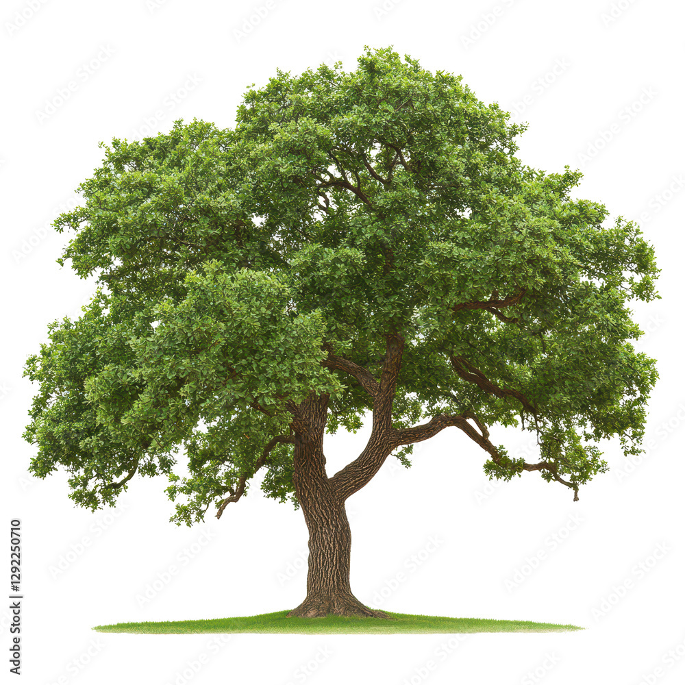 Green oak tree isolated on bright background showcasing natural beauty and vibrant foliage, Green Oakisolated on white background Green oak tree isolated on bright background showcasing natural beauty and vibrant foliage, Green Oakisolated on white background