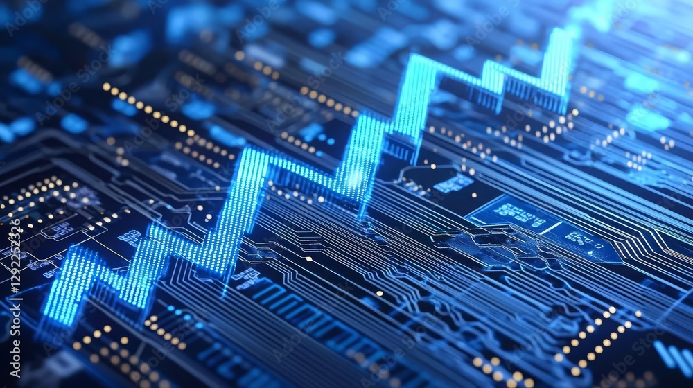 Business Data Analysis Insights Intelligence Make Decision Abstract circuit board with digital data flow. Business Data Analysis Insights Intelligence Make Decision Abstract circuit board with digital data flow.