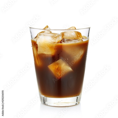 Wallpaper Mural Dark Iced Coffee Drink in a Glass with Ice Cubes Close Up, Dark coffee in a glass concept. Torontodigital.ca