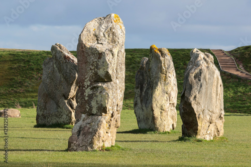 Neolithic stone circle. Ditch and bank henge. photo