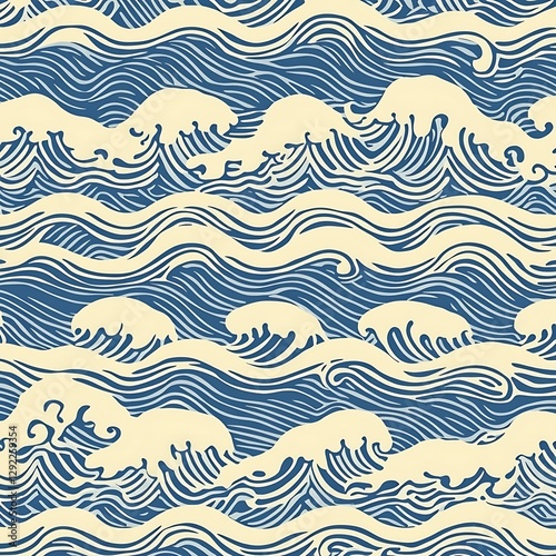Ocean Wave Seamless Pattern Background