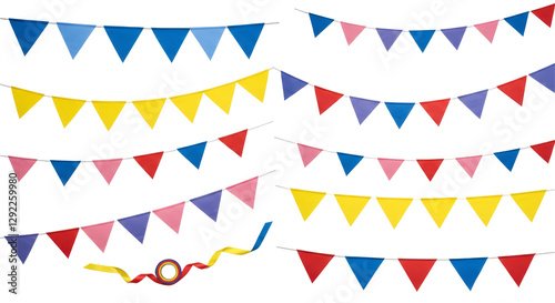 bunting flags PNG, hanging bunting flags PNG