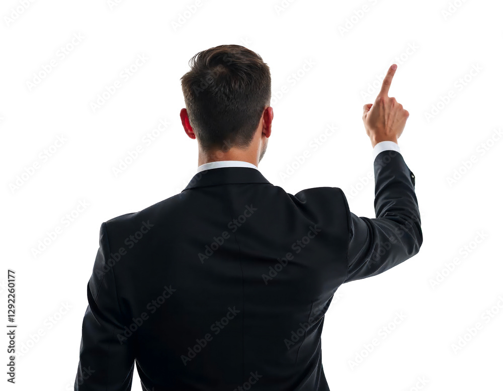 Fototapeta premium Corporate executive pointing forward, business strategy and success concept, PNG transparent