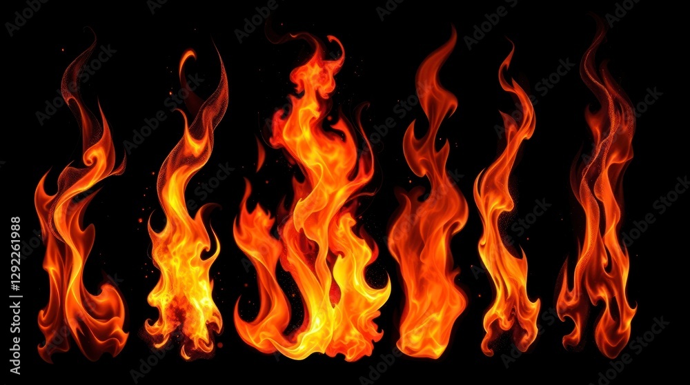 A collection of abstract flames in a surreal, dreamlike style A collection of abstract flames in a surreal, dreamlike style
