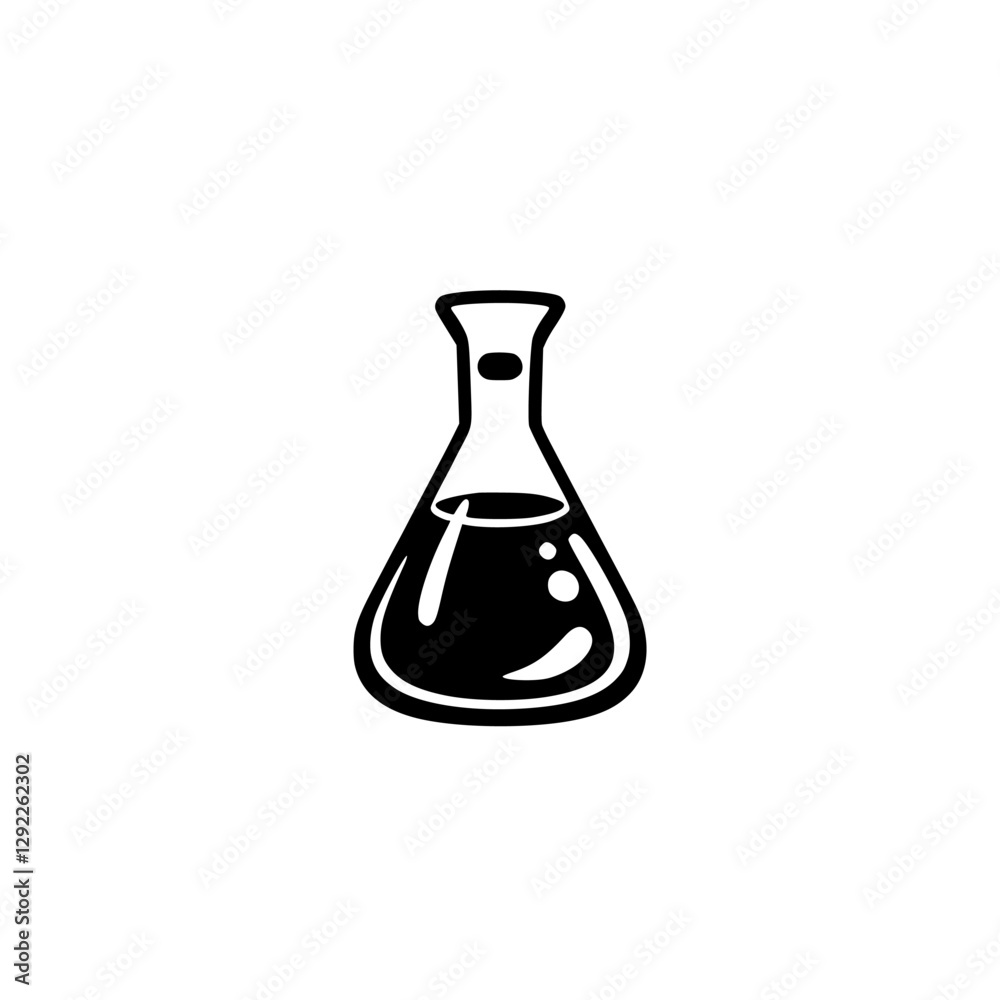 Simple black and white illustration of a flask and its contents. Simple black and white illustration of a flask and its contents.