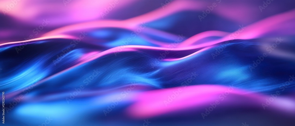 Naklejka premium Abstract blue and pink flowing waves background with subtle texture, creating a futuristic and dreamy concept
