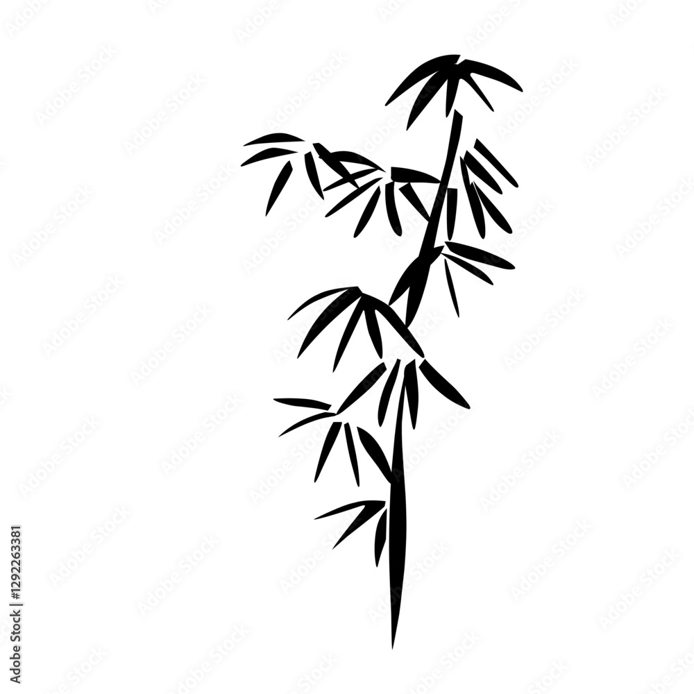 Naklejka premium Bamboo leaves black silhouette