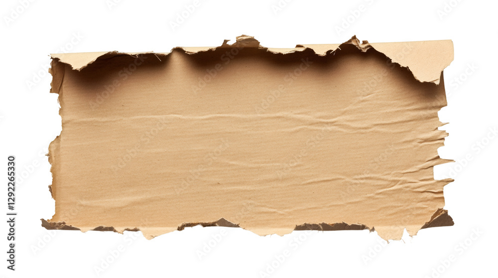 Fototapeta premium Piece of torn cardboard with transparent background creating a blank space for text or design
