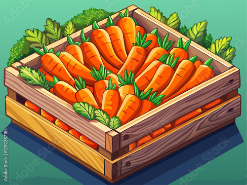 vector of box with carrots. Selective focus
