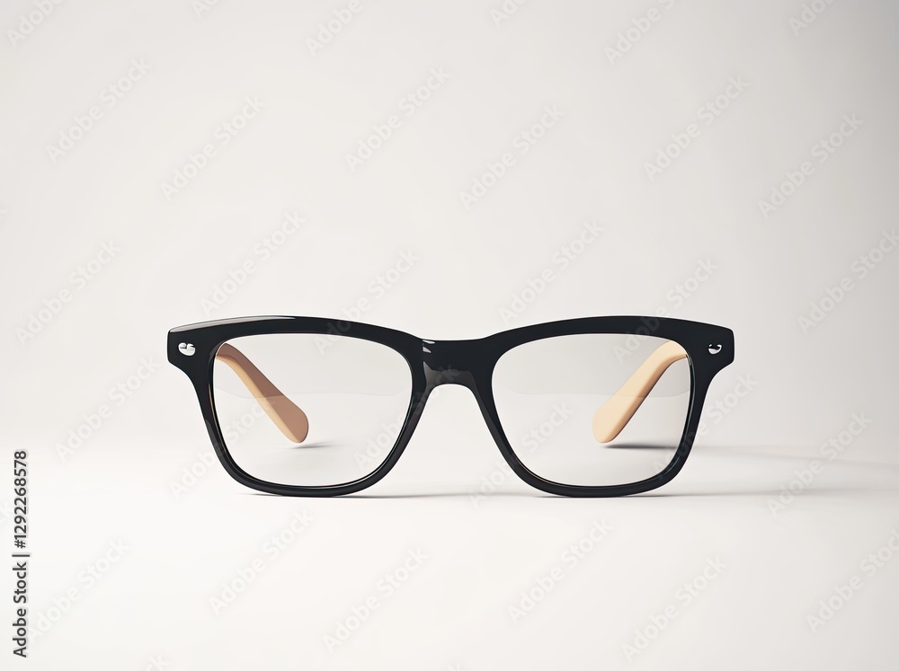 A design element showcasing black nerd glasses, set against a white background, 3D rendered A design element showcasing black nerd glasses, set against a white background, 3D rendered