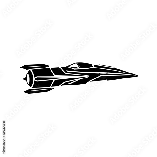 Black futuristic jet plane on white background, a minimalist design, sharp angular lines, modern aesthetic, sci-fi.
