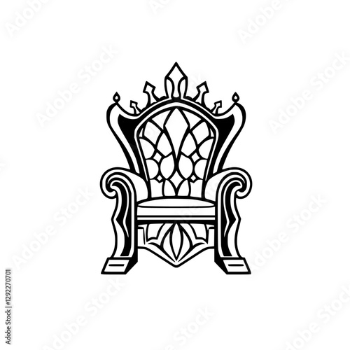 Regal black and white throne with elegant gothic design, emphasizing a modern, clean style.