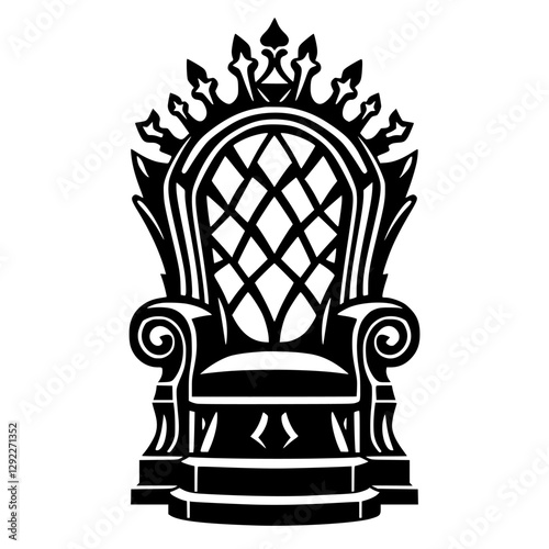 Majestic black throne silhouette fit for royalty. Elegant, crown-like details.