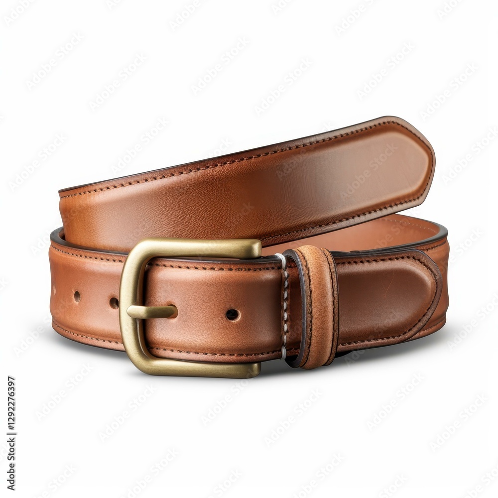 A sleek di cut of a classic belt, neatly isolated against a clean white background for a minimalist look. A sleek di cut of a classic belt, neatly isolated against a clean white background for a minimalist look.
