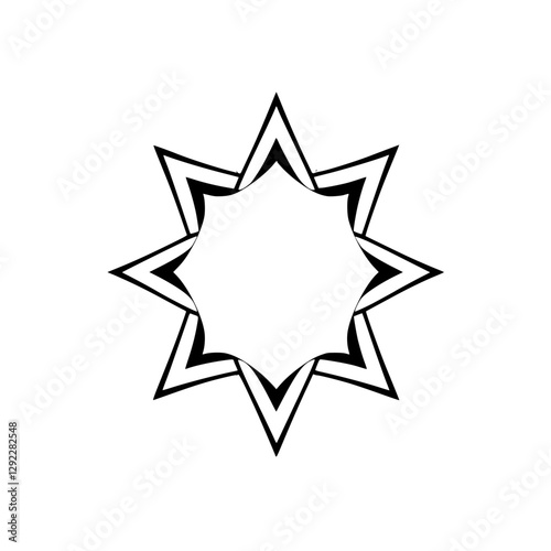Eight-pointed star emblem. A clean, symmetrical design, with a white blank center, black lines, and angular forms.