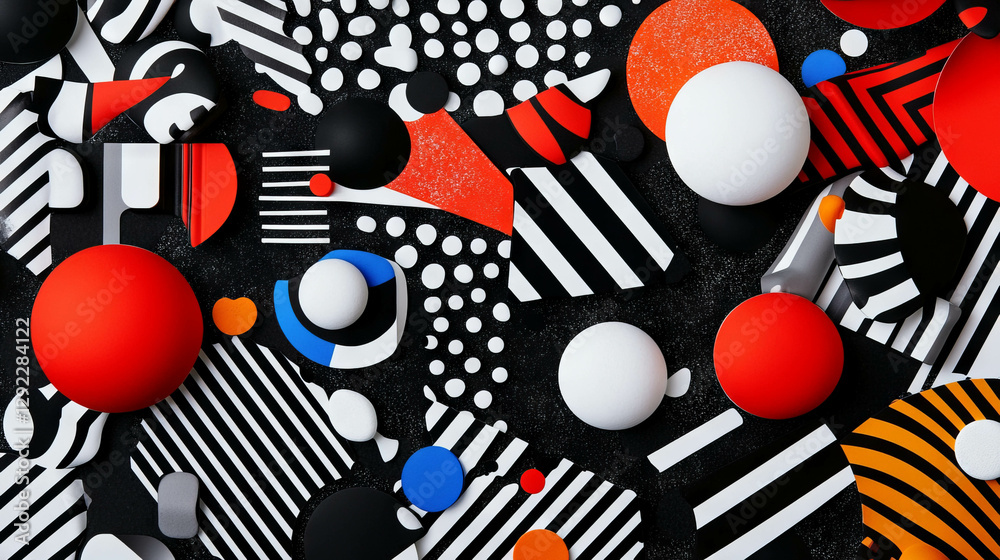 Fototapeta premium Żywe, abstrakcyjne kształty i wzory Memphis do projektów kreatywnych