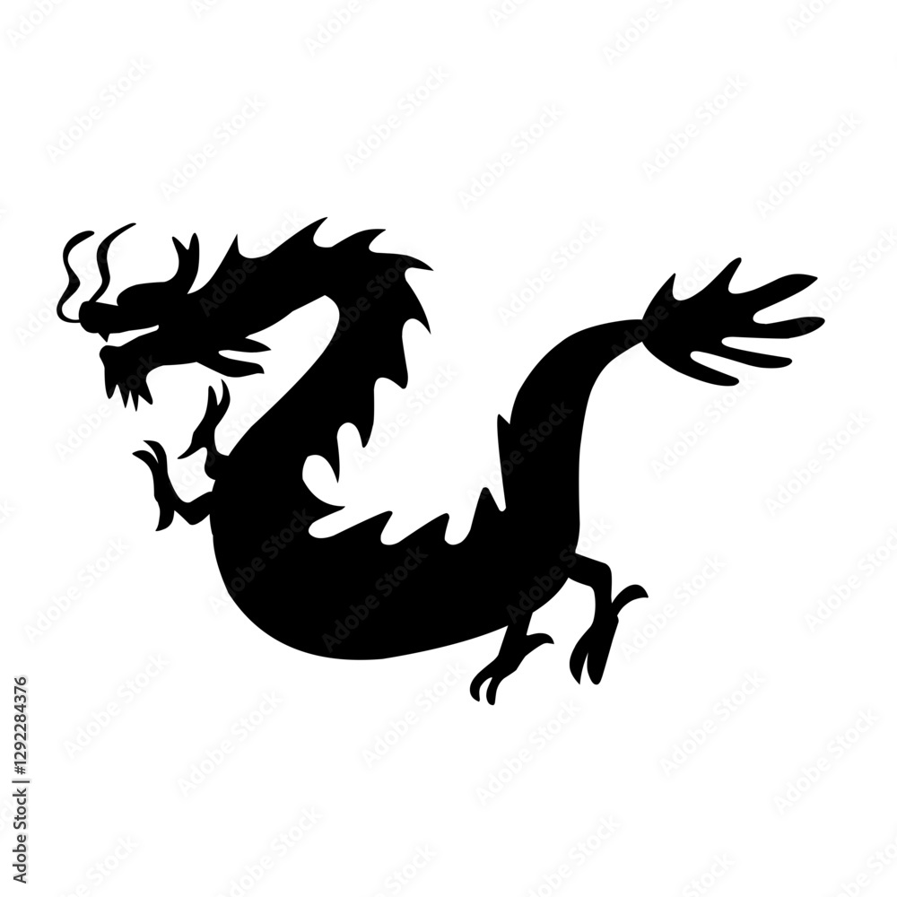 Dragon Silhouette vector icon Dragon Silhouette vector icon