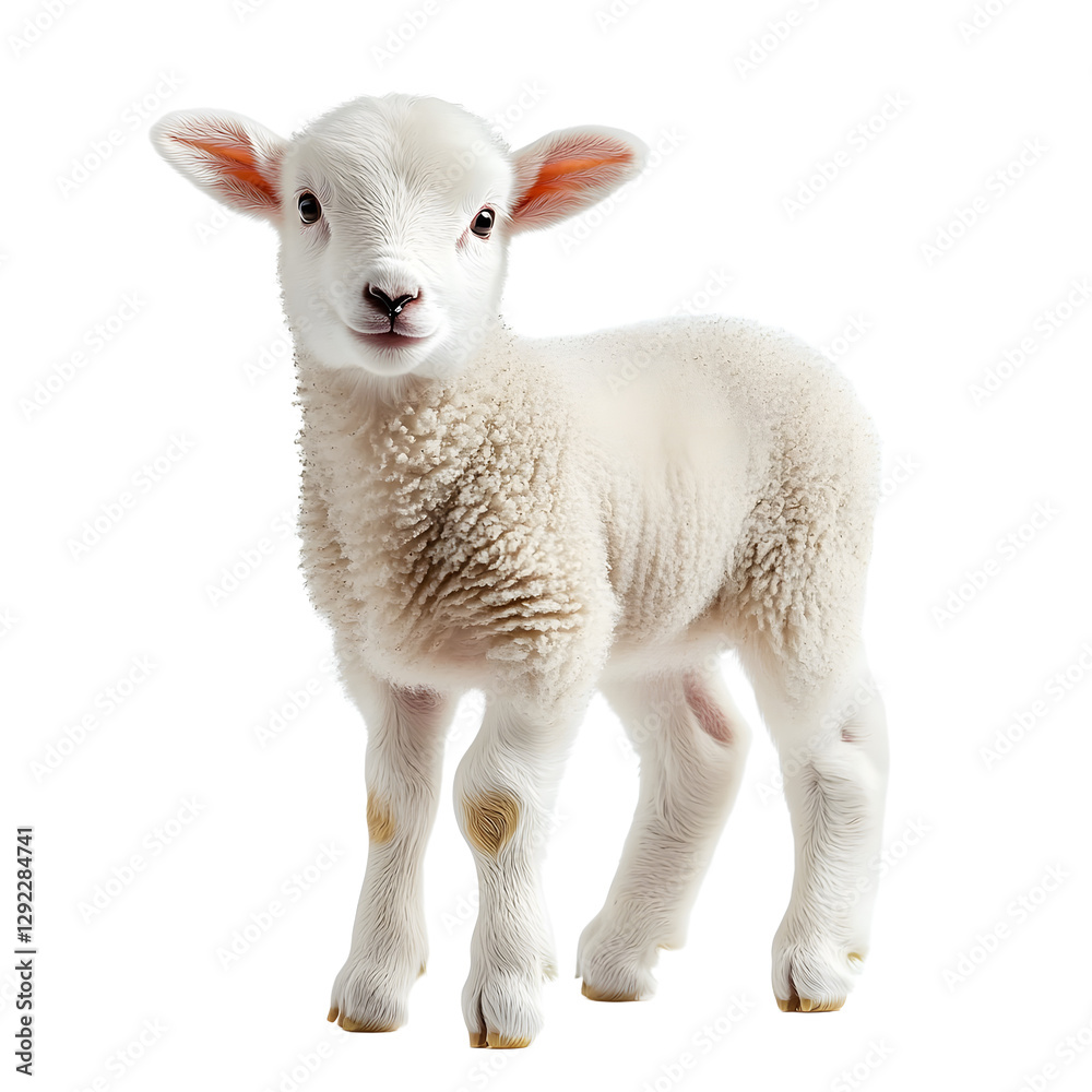 Cute white lamb isolated on a white background Cute white lamb isolated on a white background