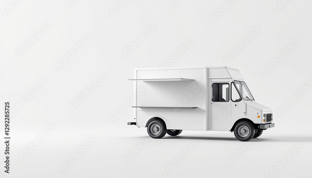 White Food Truck Mockup Blank Template for Branding White Food Truck Mockup Blank Template for Branding